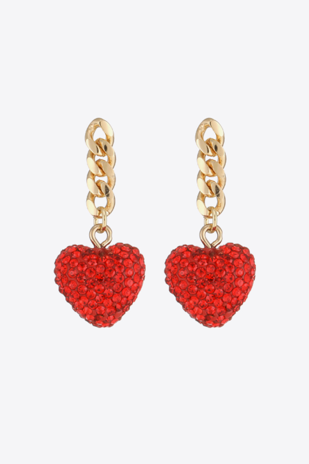 Rhinestone Heart Chain Drop Earrings | AdoreStarr