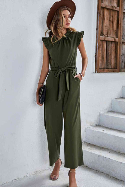 Butterfly Sleeve Tie Waist Jumpsuit | AdoreStarr