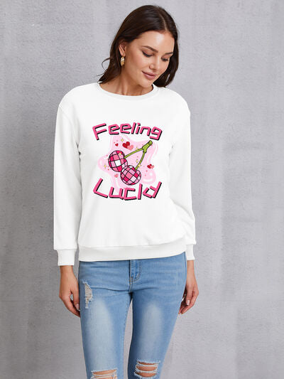 FEELING LUCKY Round Neck Sweatshirt | AdoreStarr