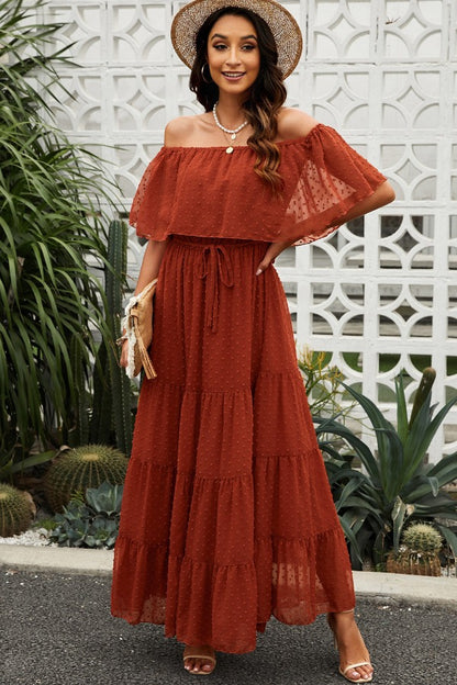 Off-Shoulder Tiered Maxi Dress | AdoreStarr