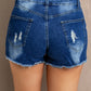 Spliced Lace Distressed Denim Shorts | AdoreStarr