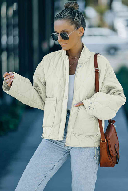 Drawstring Quilted Jacket | AdoreStarr