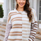 Striped Round Neck Dropped Shoulder Sweater | AdoreStarr
