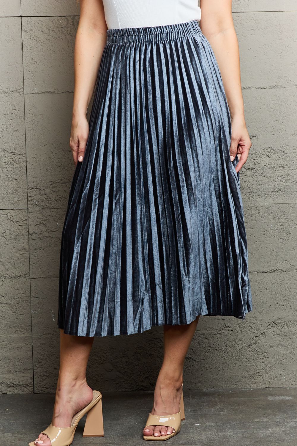 Pleated Flowy Midi Skirt | AdoreStarr
