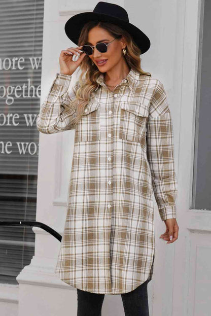 Plaid Button-Up Longline Shacket | AdoreStarr