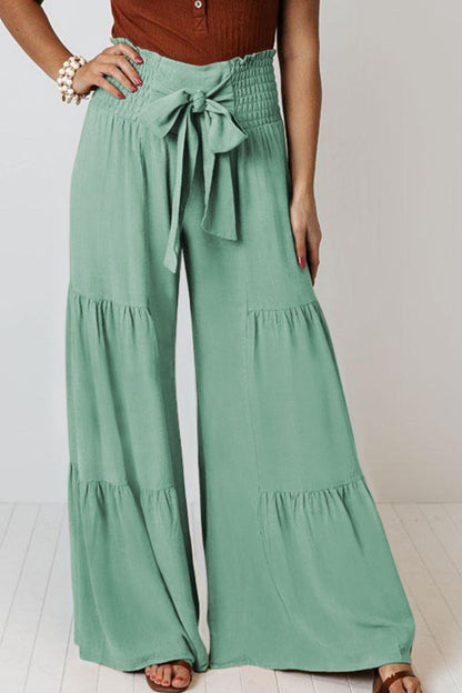 Tie Front Smocked Tiered Culottes | AdoreStarr