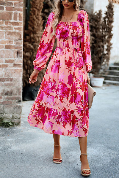 Printed Pocketed Midi Dress | AdoreStarr