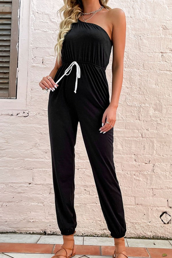 Solid Jogger Jumpsuit - Black