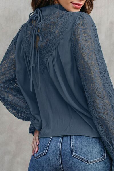 Lace Detail Flounce Sleeve Blouse | AdoreStarr