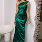 One-Shoulder Ruched Slit Maxi Dress | AdoreStarr