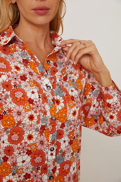 Ditsy Floral Collared Neck Shirt | AdoreStarr