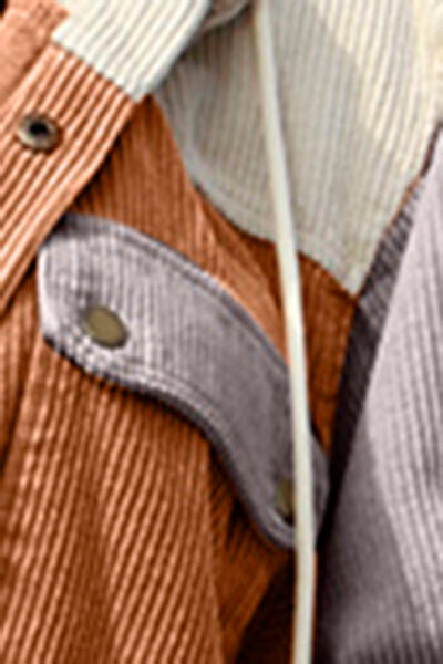 Contrast Drawstring Snap Down Hooded Jacket | AdoreStarr