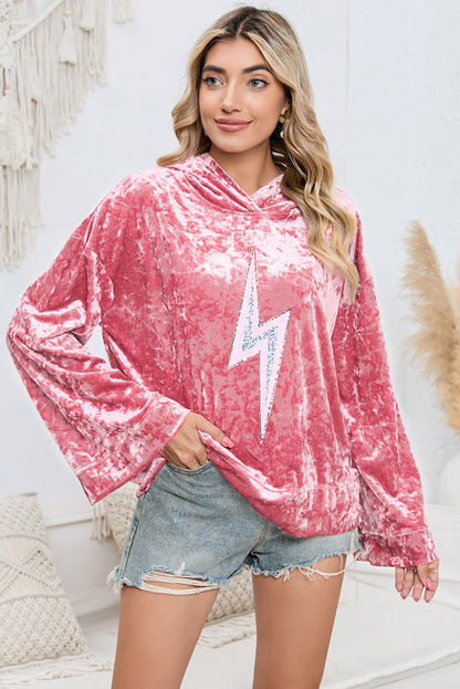 Sequin Flash Pattern Oversized Hoodie | AdoreStarr