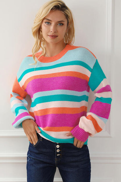 Striped Round Neck Knit Top | AdoreStarr