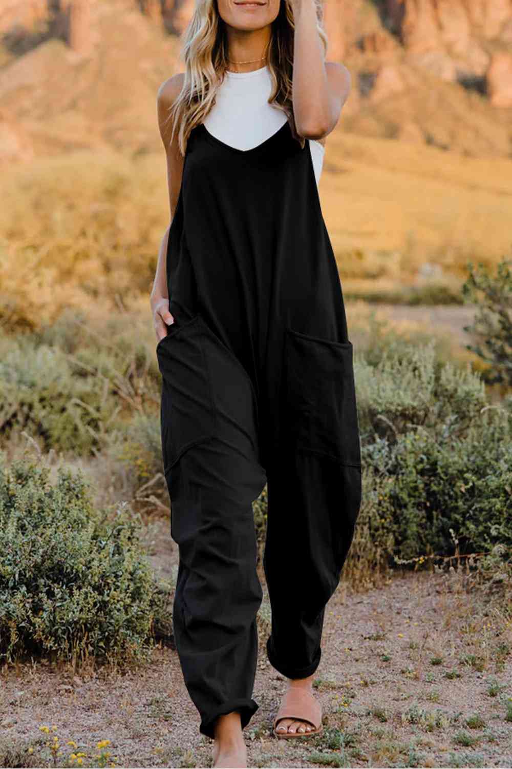 V-Neck Sleeveless Jumpsuit | AdoreStarr