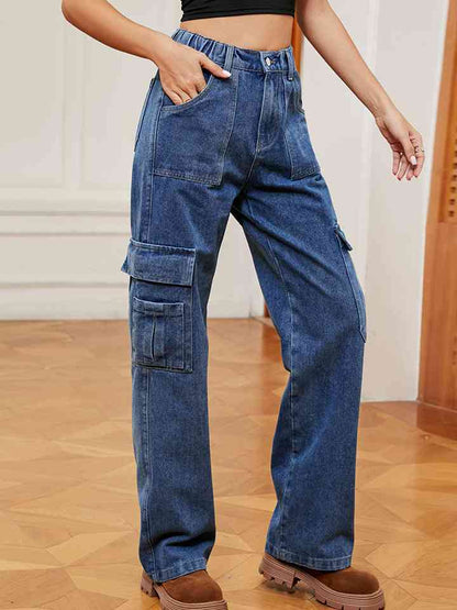 Pocketed Wide Leg Jeans | AdoreStarr