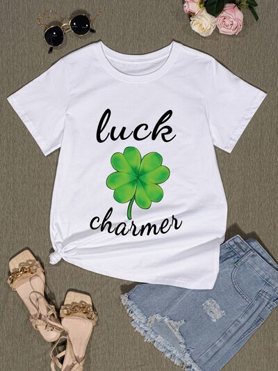 LUCK CHARMER Round Neck T-Shirt | AdoreStarr