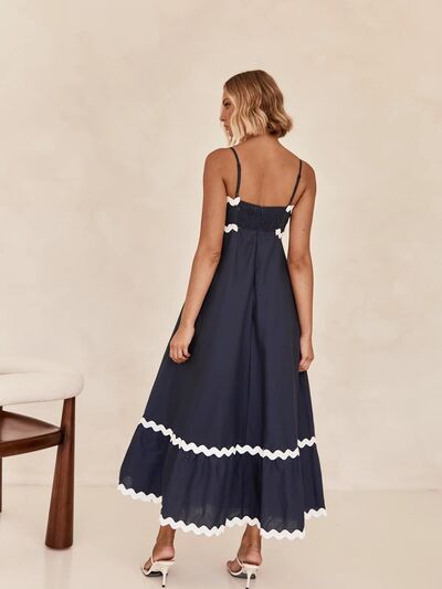 Spaghetti Strap Maxi Dress - Navy Blue