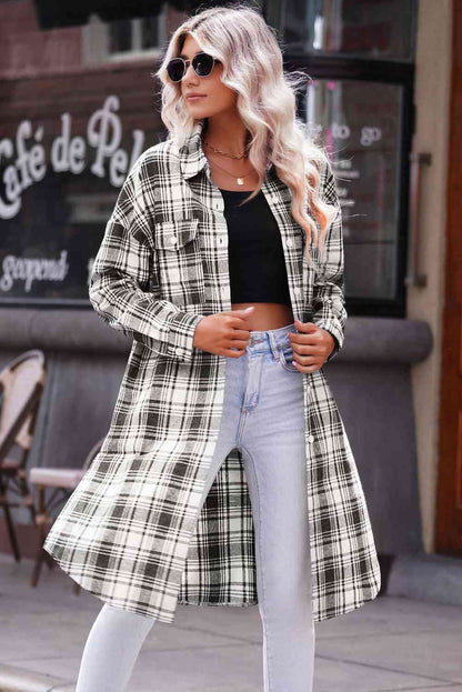 Plaid Button-Up Longline Shacket | AdoreStarr