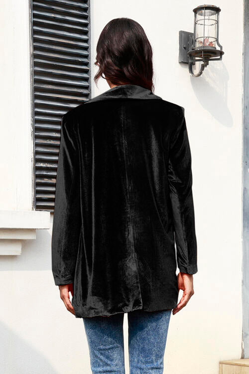 Button Up Pocketed Long Sleeve Jacket | AdoreStarr