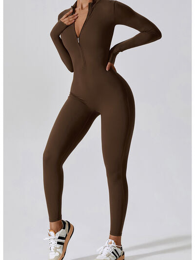 Zip Up Mock Neck Long Sleeve Jumpsuit | AdoreStarr