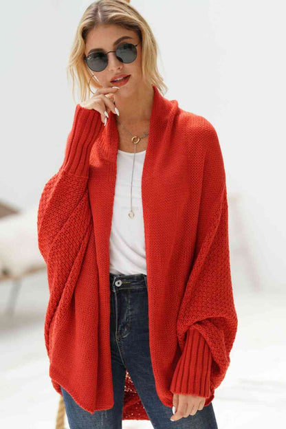 Dolman Sleeve Ribbed Trim Longline Cardigan | AdoreStarr