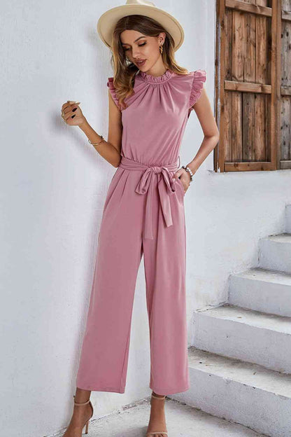 Butterfly Sleeve Tie Waist Jumpsuit | AdoreStarr