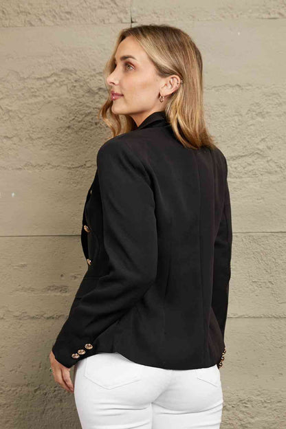 Double-Breasted Padded Shoulder Blazer | AdoreStarr