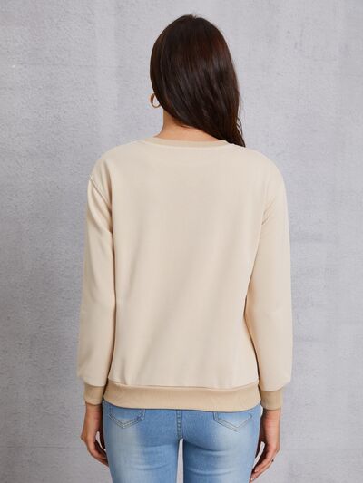 LOVE Round Neck Dropped Shoulder Sweatshirt | AdoreStarr