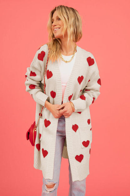 Heart Graphic Open Front Cardigan | AdoreStarr