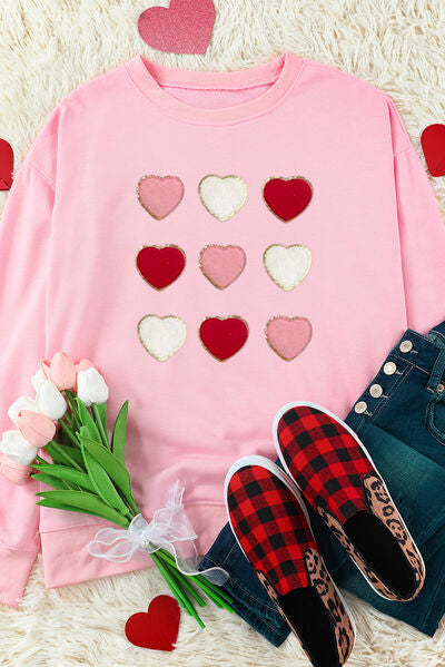 Heart Dropped Shoulder Sweatshirt | AdoreStarr