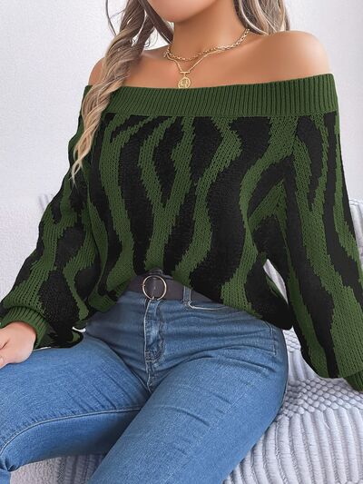 Off-Shoulder Animal Print Sweater | AdoreStarr