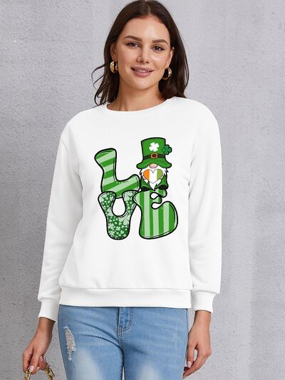 LOVE Round Neck Dropped Shoulder Sweatshirt | AdoreStarr