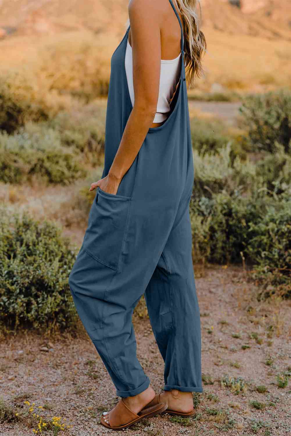 V-Neck Sleeveless Jumpsuit | AdoreStarr