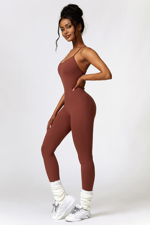 Open Back Spaghetti Strap Sports Jumpsuit | AdoreStarr