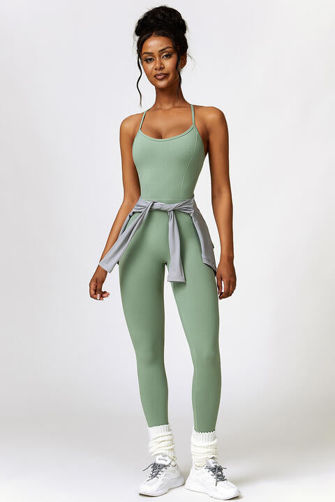 Open Back Spaghetti Strap Sports Jumpsuit | AdoreStarr