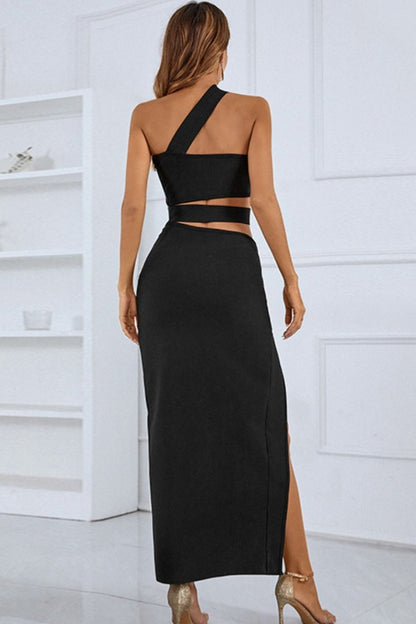 One-Shoulder Maxi Dress - Black