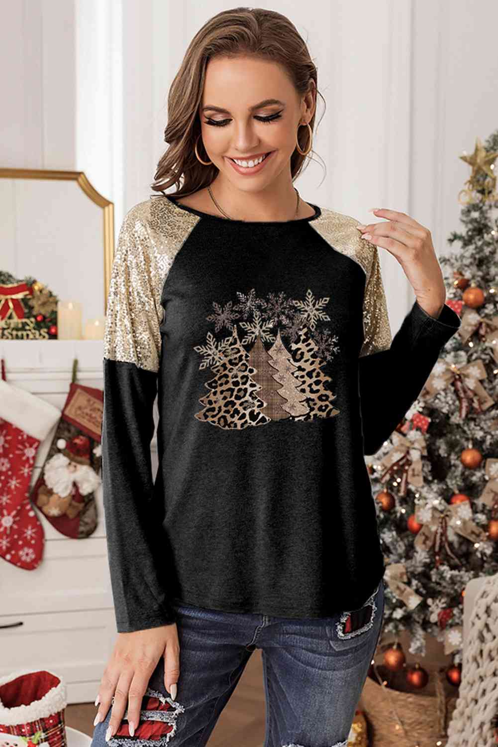 Christmas Tree Sequin T-Shirt | AdoreStarr
