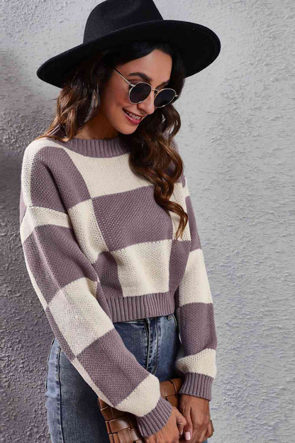 Colorblock Dropped Shoulder Sweater | AdoreStarr