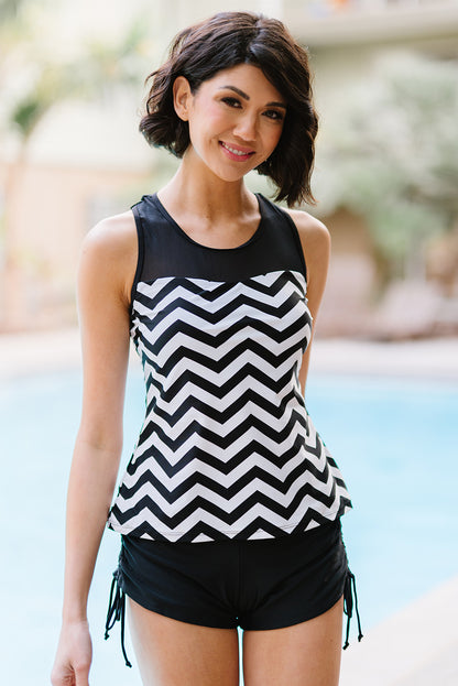 Chevron Print Ruched Tankini Set | AdoreStarr