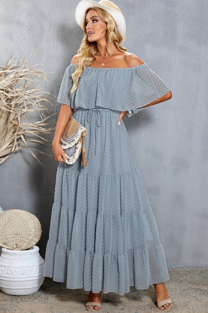 Off-Shoulder Tiered Maxi Dress | AdoreStarr