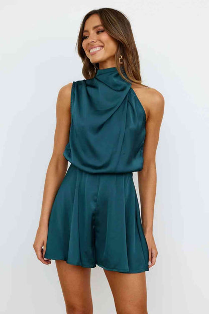 Turtleneck Sleeveless Romper | AdoreStarr