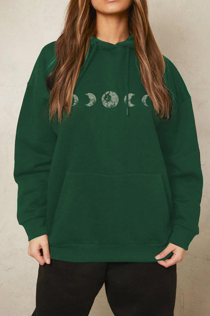 Lunar Phase Graphic Hoodie - Green