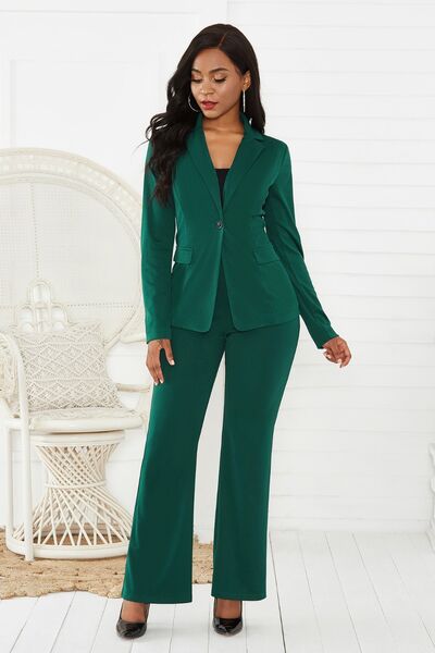 Lapel Collar Blazer and Pants Set | AdoreStarr