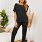 Round Neck Top and Pants Lounge Set | AdoreStarr