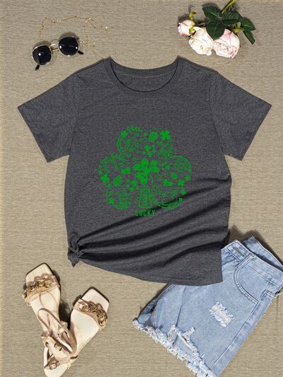 Lucky Clover Round Neck T-Shirt | AdoreStarr