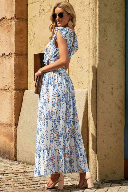 Printed Tie Back Cropped Top and Maxi Skirt Set | AdoreStarr