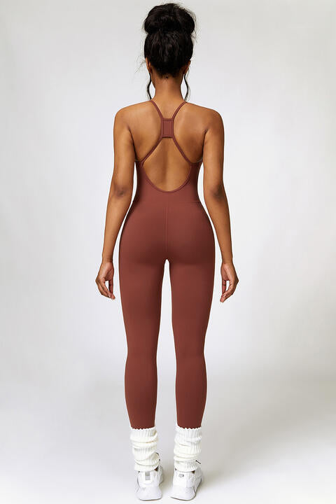 Open Back Spaghetti Strap Sports Jumpsuit | AdoreStarr