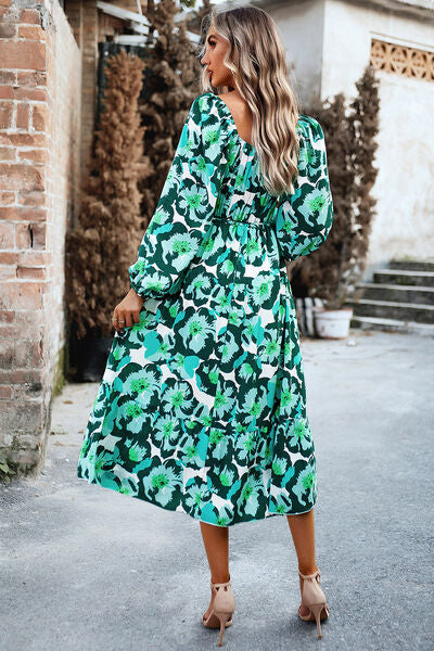 Printed Pocketed Midi Dress | AdoreStarr