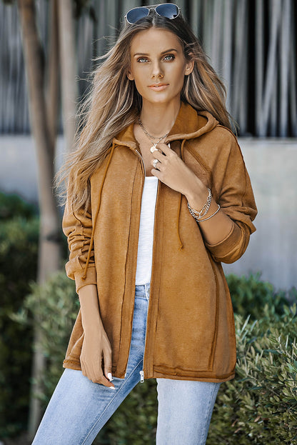 Exposed Seam Hooded Jacket | AdoreStarr